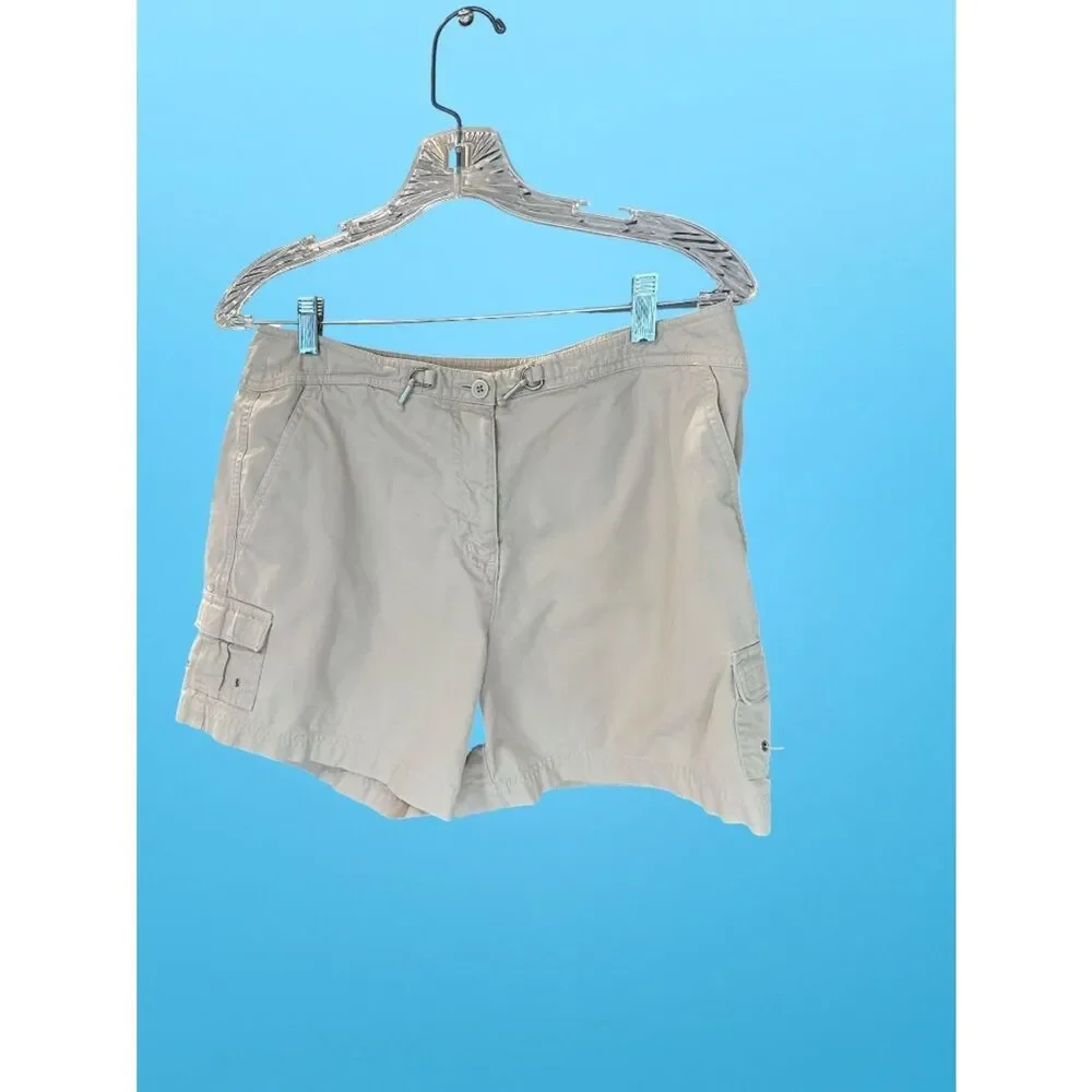 Talbots Cotton Cargo Shorts Cream/Tan Size 12